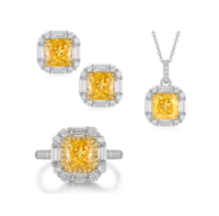 金六福珠宝 比利时进口魔星钻 黄钻三件套 TZ021 黄钻/1克拉（戒指/3克拉，项链/3克拉，耳钉/单边3克拉）