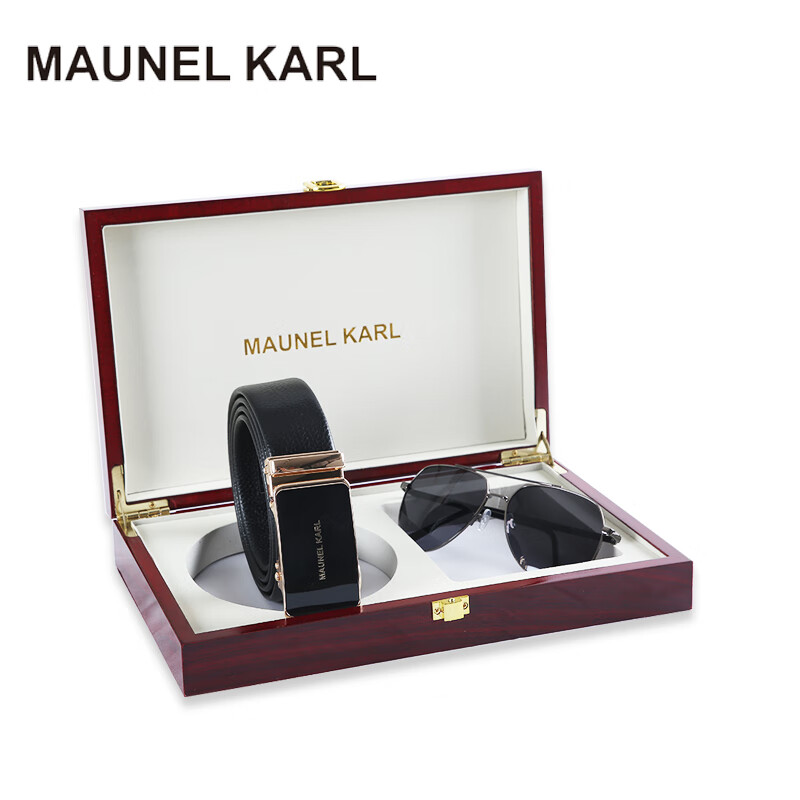 MAUNEL KARL男士皮带轻奢实木礼盒MK06654金