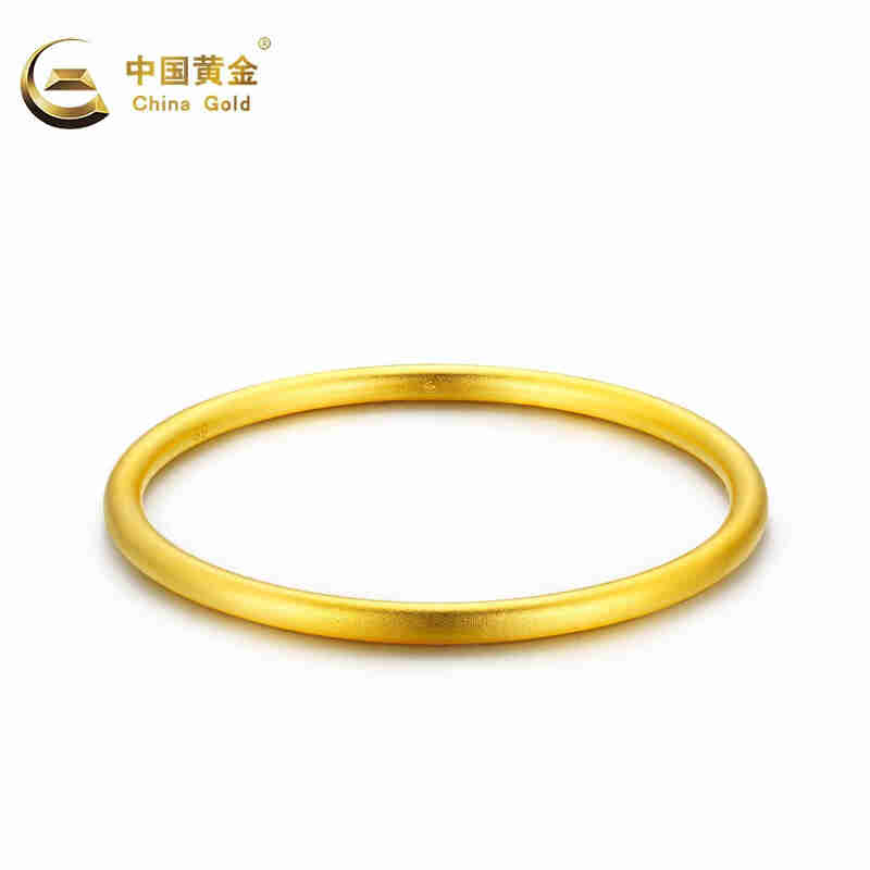中国黄金古法黄金999金实心足金素圈手环（黄金可回收）