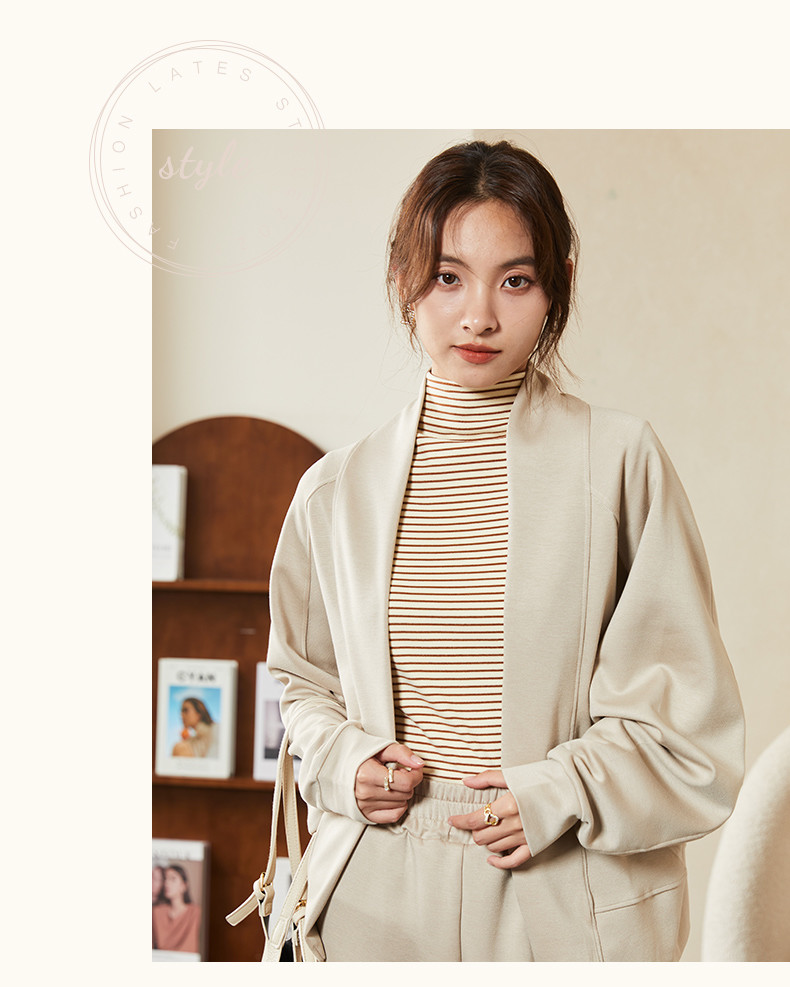 纤丝鸟 空气层休闲保暖可外穿家居服女士蝙蝠开衫 C23D64